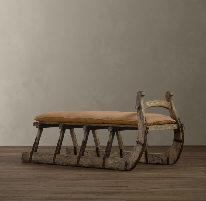 Antique Hungarian Sleigh Bench Burlap
