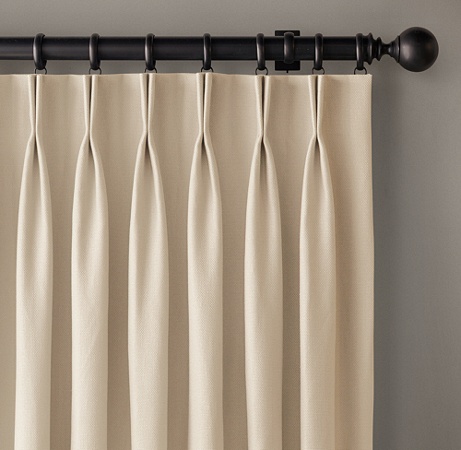 Custom Basket Weave Linen 2 Fold French Pleat Drapery Select