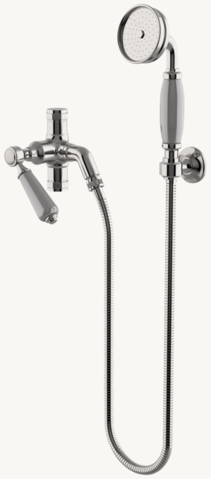 Waterworks Easton Classic Handshower With Diverter And White Porcelain Lever Handle 