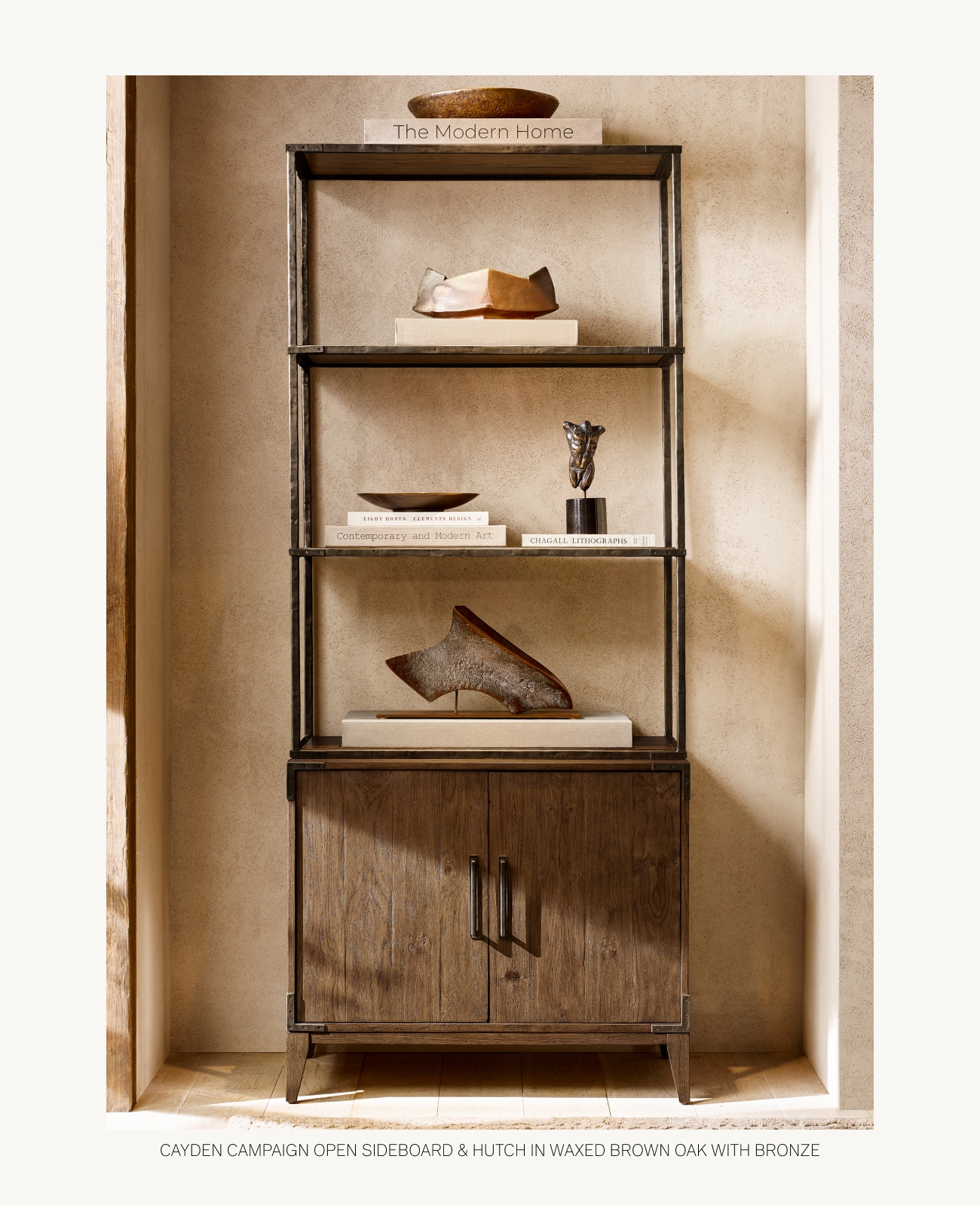 True Grain. The Cayden Campaign Collection in Oak & HandCast Metal. Restoration Hardware