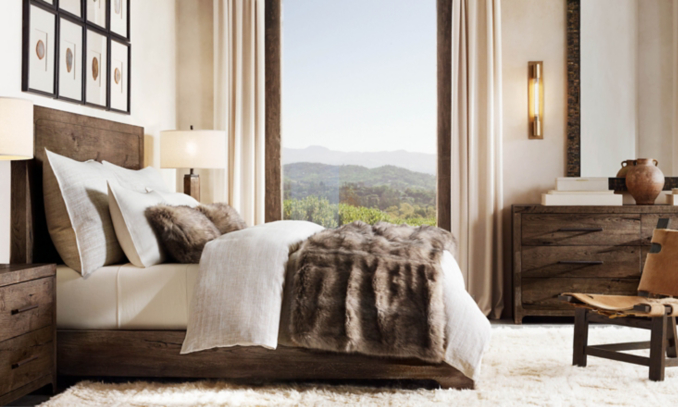 shop Davos Bed - Brown Oak