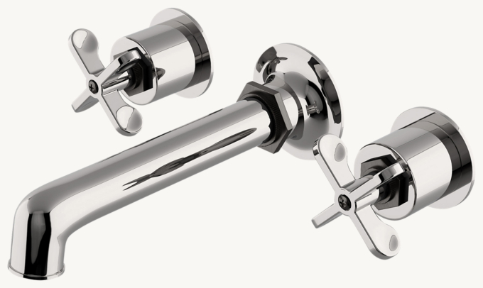 Waterworks Henry Wall-Mounted Lavatory Faucet With Two-Tone Cross Handles