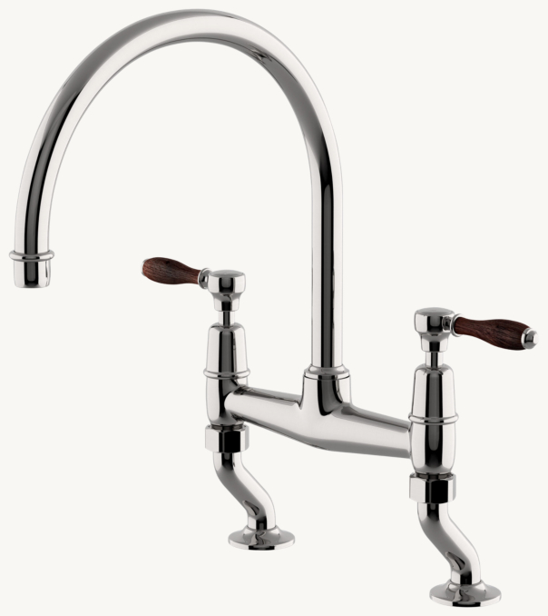 Waterworks Easton Classic Two-Hole Bridge Gooseneck Kitchen Faucet, Oak ...