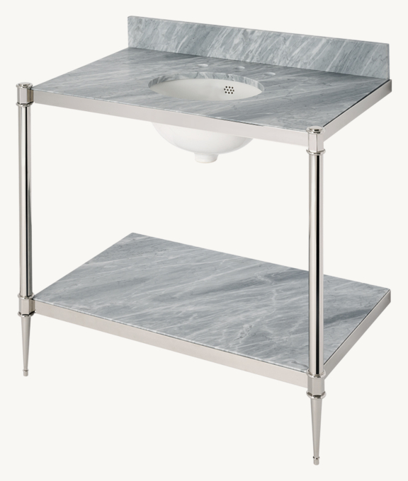 Waterworks Camden Metal Round Single Two-Leg Washstand 
