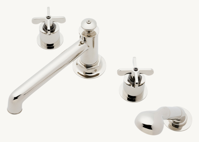 Waterworks Henry Concealed Tub Filler With Handshower And Two-Tone Cross Handles