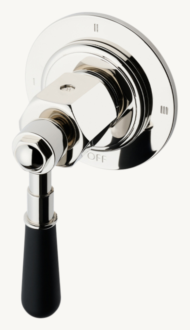 Waterworks Regulator Three-Way Diverter Valve Trim For Thermostatic With Roman Numerals And Two-Tone Lever Handle 