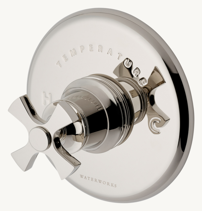 Waterworks Transit Thermostatic Control Valve Trim With Cross Handle 