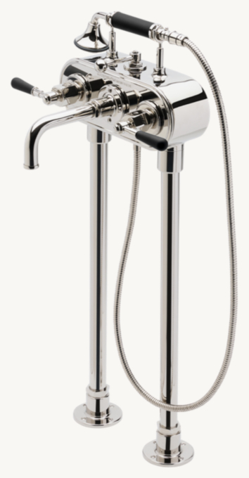 Waterworks Regulator Exposed Floor-Mounted Tub Filler With Handshower And Two-Tone Lever Handles (Less Unions)