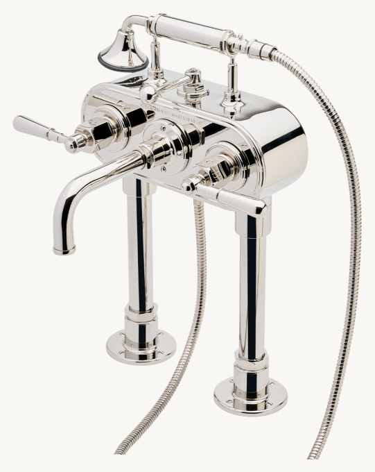 Waterworks Regulator Exposed Deck-Mounted Tub Filler With Handshower and lever handles (Less Unions)