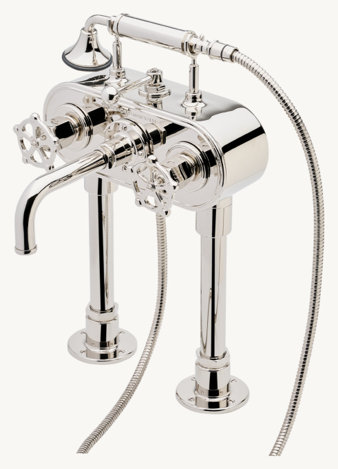 Waterworks Regulator Exposed Deck-Mounted Tub Filler With Handshower And Wheel Handles (Less Unions)