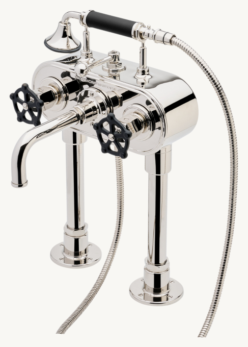 Waterworks Regulator Exposed Deck-Mounted Tub Filler With Handshower And Two-Tone Wheel Handles (Less Unions)