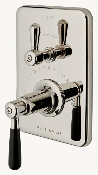 Waterworks Riverun Integrated Thermostatic And Volume-Control Trim With Two-Tone Lever Handle 