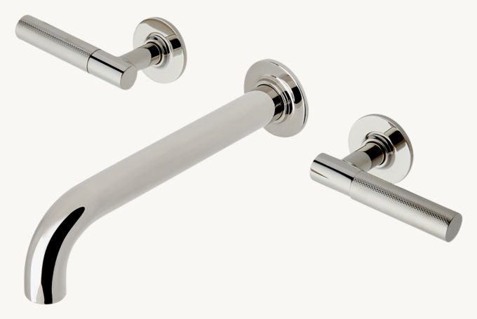 Waterworks Bond Union Series Wall-Mounted Lavatory Faucet With Guilloche Link Lever Handles