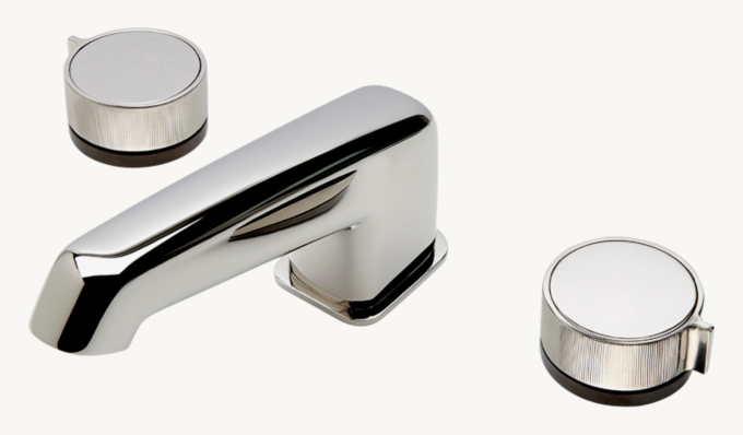 Waterworks Bond Tandem Series Lavatory Faucet With Two-Tone Guilloche Lines Knob Handles