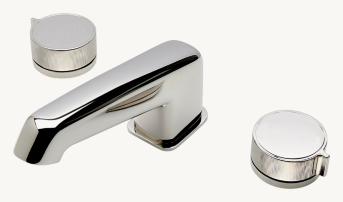 Waterworks Bond Tandem Series Lavatory Faucet With Guilloche Lines Knob Handles
