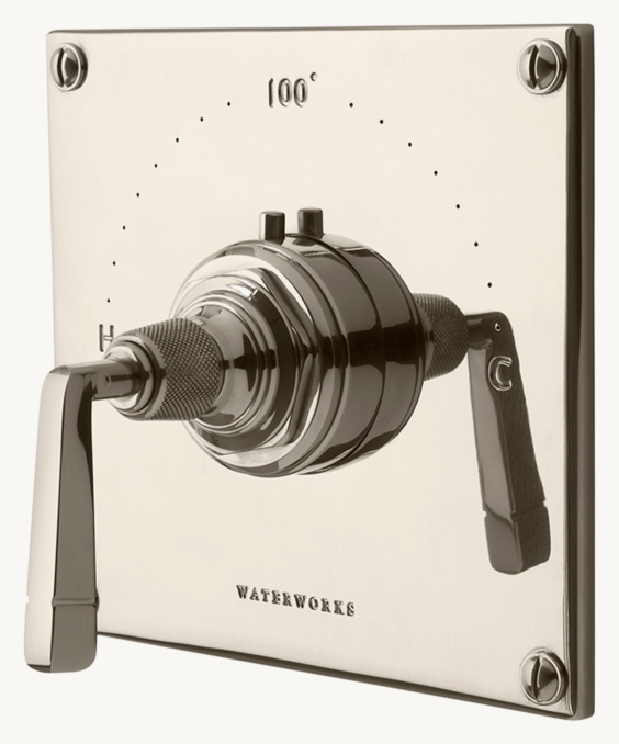 Waterworks R.W. Atlas Thermostatic Control Valve Trim With Metal Lever Handle 