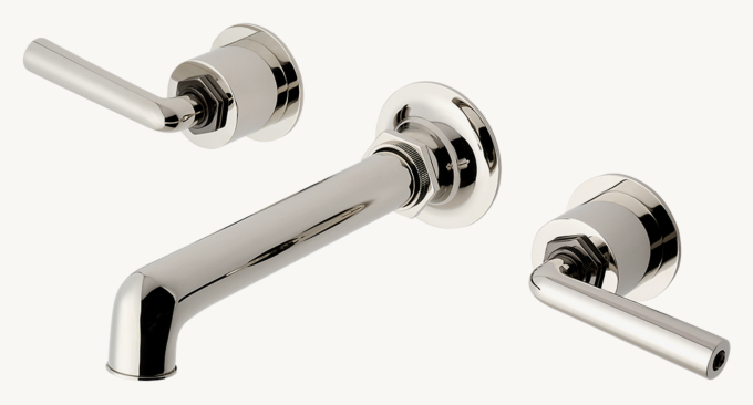 Waterworks Henry Wall-Mounted Lavatory Faucet With Two-Tone Lever Handles