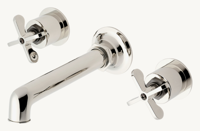 Waterworks Henry Wall-Mounted Lavatory Faucet With Two-Tone Cross Handles