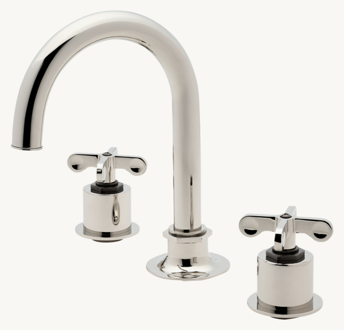 Waterworks Henry Gooseneck Lavatory Faucet With Two-Tone Cross Handles