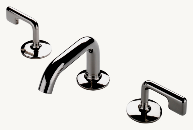 Waterworks .25 Low-Profile Three-Hole Deck-Mounted Lavatory Faucet With Metal Lever Handles 
