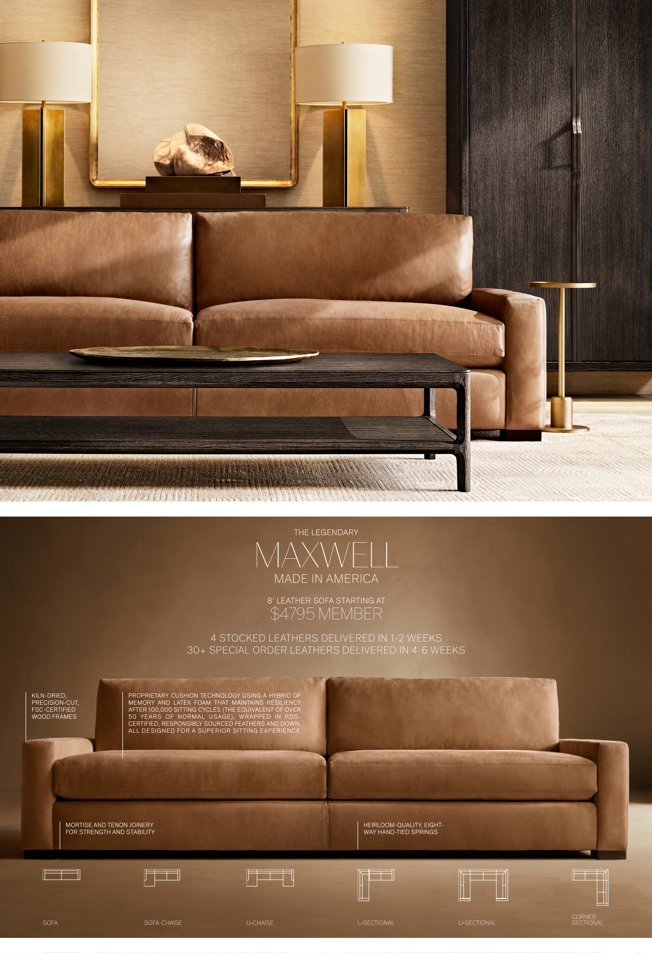 Rh maxwell store sectional sofa