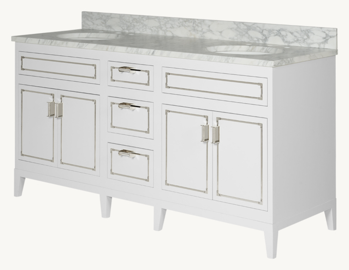 Waterworks Pullman Double Vanity With Tapered Legs And Hardware