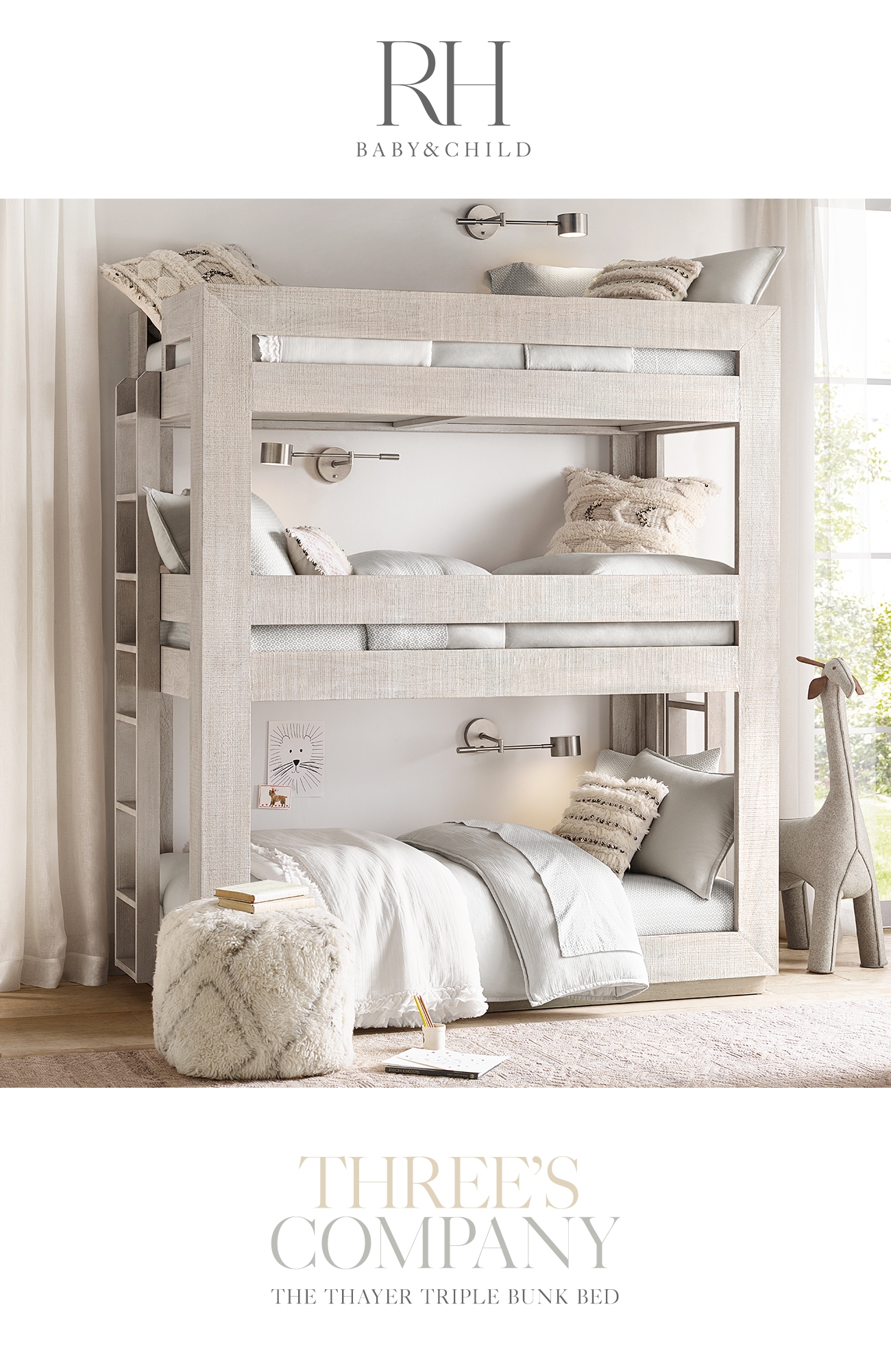 The Thayer Triple Bunk Bed. Three s Company. RH Teen