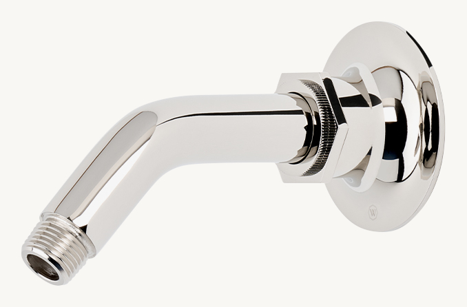 Waterworks Henry 6\" Wall-Mounted 45-Degree Shower Arm With Flange