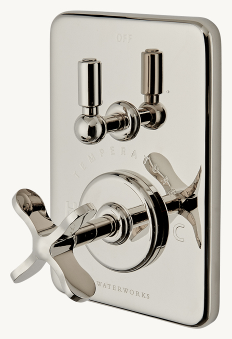 Waterworks Ludlow Integrated Thermostatic And Diverter Trim With Cross Handle 