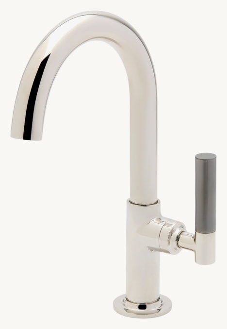 Waterworks Bond Tandem Series One-Hole Gooseneck Bar Faucet With Two-Tone Lever Handle 