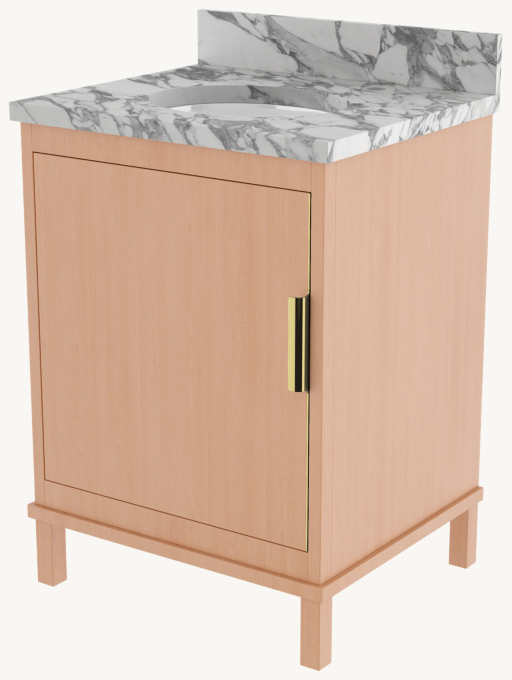 Waterworks Alta Integrated Single Vanity With Square Legs And Hardware With Mrlvhu Sink And Slab With 4\" X 3/4\" Backsplash