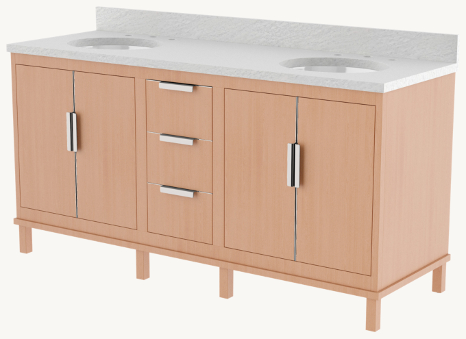 Waterworks Alta Integrated Double Vanity With Square Legs And Hardware