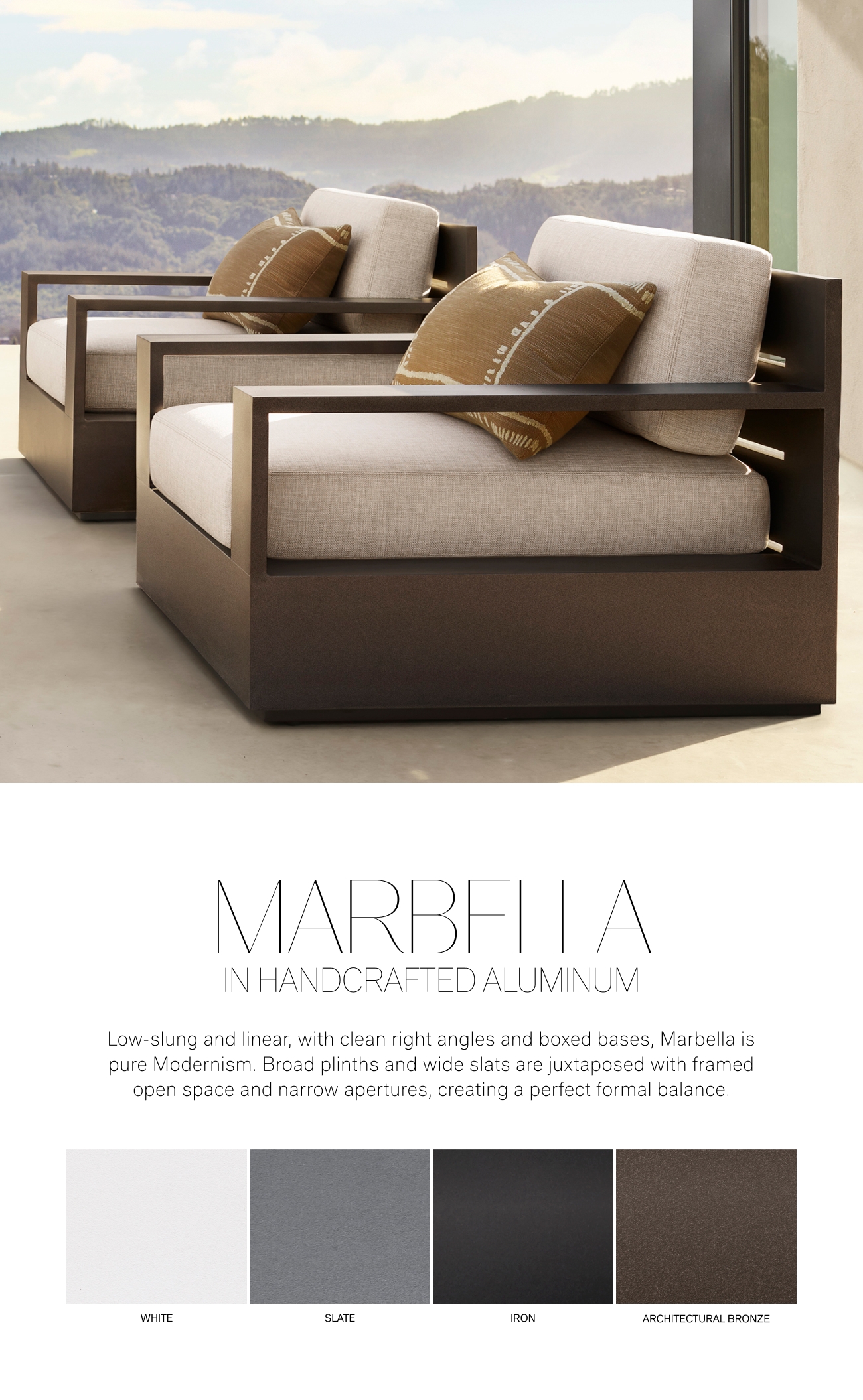 The Marbella Outdoor Collection in Solid Teak or Handcrafted Aluminum