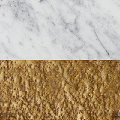 Sandblasted Italian Carrara Marble/ Cast Brass 