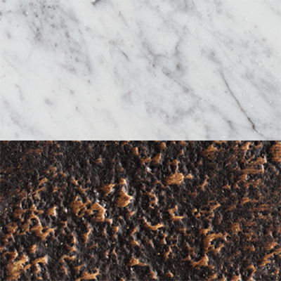 Sandblasted Italian Carrara Marble/ Cast Bronze 