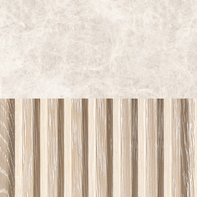 Whitewashed Oak/ White Emperador Marble