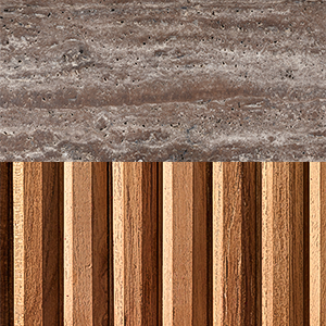 Silver Travertine/ Natural Teak 