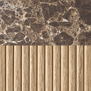 Greige Oak/ Brown Emperador Marble 