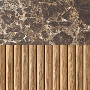 Natural Oak/ Brown Emperador Marble 