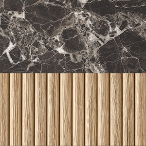 Greige Oak/ Black Emperador Marble 