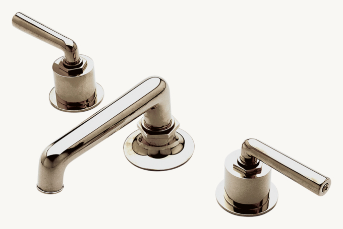 Waterworks Henry Low-Profile Three-Hole Deck-Mounted Lavatory Faucet With Metal lever handles