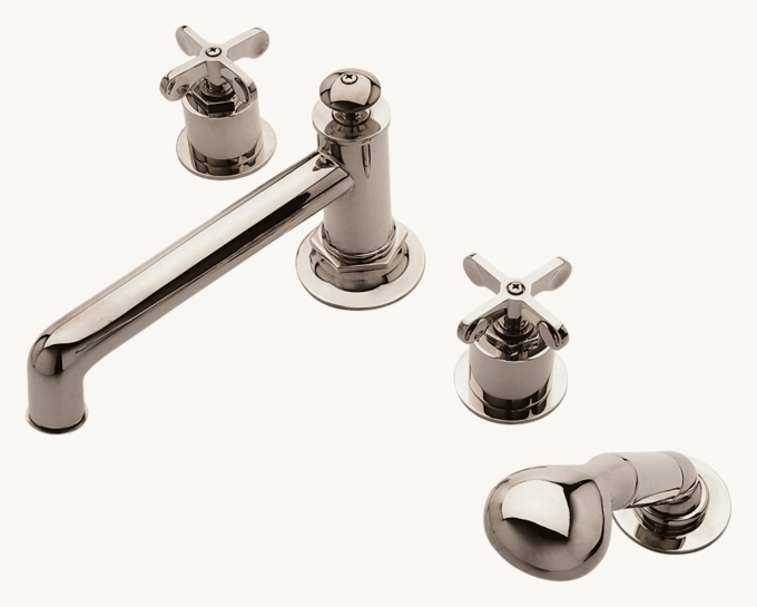 Waterworks Henry Low-Profile Concealed Tub Filler With Handshower And Metal Cross Handles