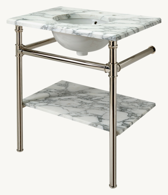 Waterworks Henry Metal Round Single Two-Leg Washstand 