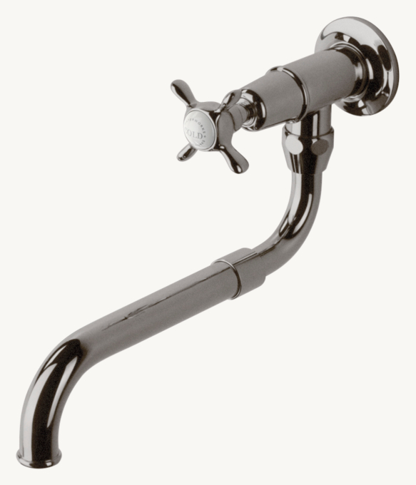 Waterworks Easton Classic Wall-Mounted Extension Pot Filler, Metal Cross Handle