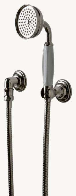 Waterworks Julia Handshower On Hook With White Porcelain Handle 