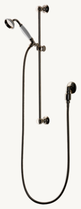 Waterworks Julia Handshower On Bar With White Porcelain Handle 