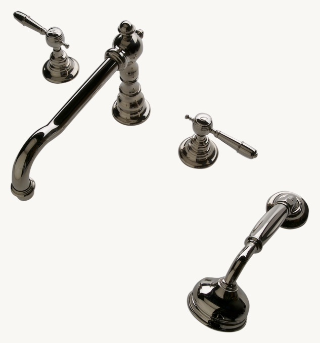 Waterworks Julia High-Profile Concealed Tub Filler With Metal Handshower And Metal lever handles