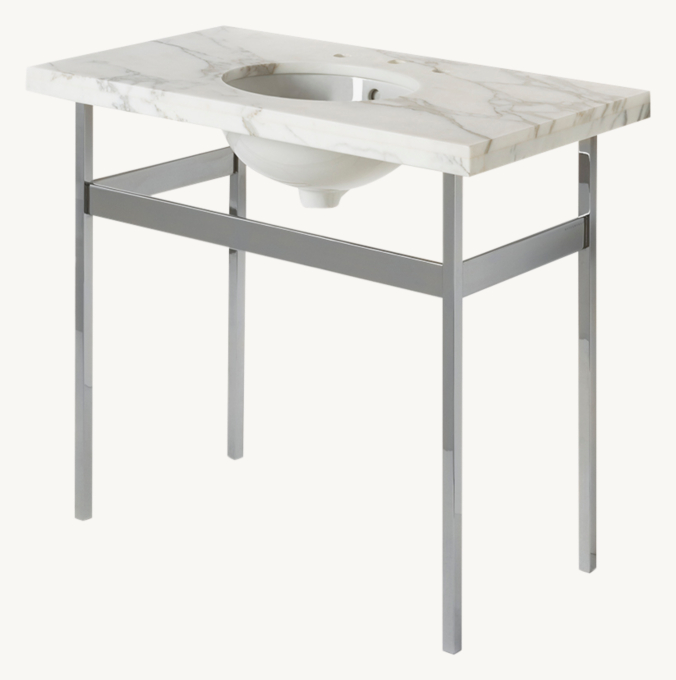 Waterworks Opus Metal Square Four-Leg Single Washstand