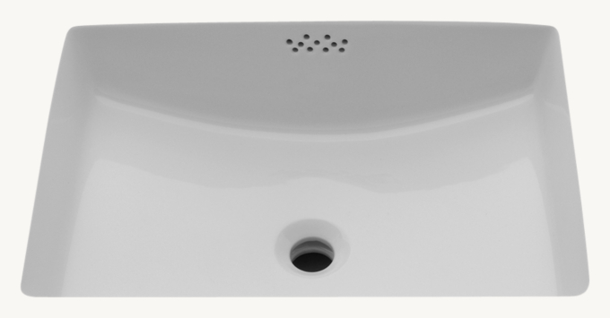 Waterworks Universal Drop-In Or Undermount Rectangular Curved Bottom Vitreous China Lavatory Sink Single Glazed 