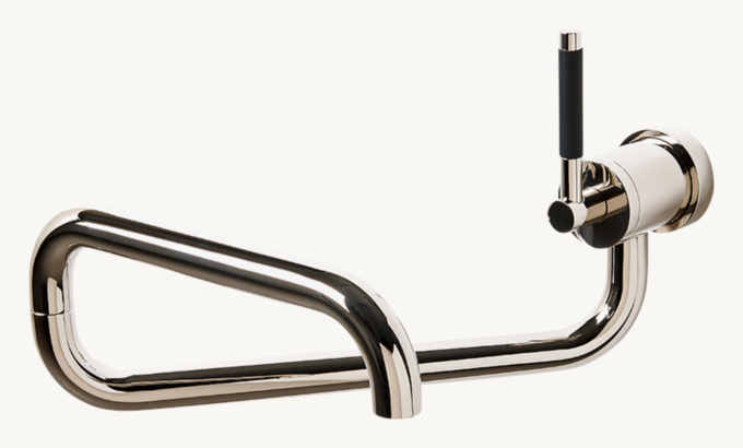 Waterworks Universal Modern Wall-Mounted Articulated Pot Filler, Metal lever handle
